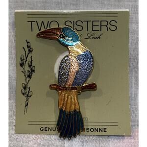 2 1/2” Genuine Cloisonné Parrot brooch pin by Two Sisters Never Worn Estate Sale